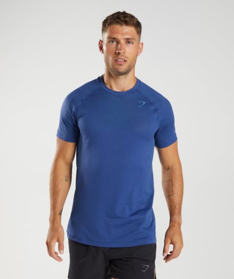 Men's Gymshark Apex Seamless T-Shirts Blue | CA 85N0DA